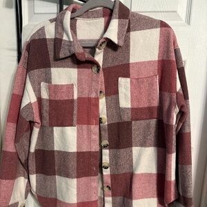 American Eagle Outfitters Plaid Jacket - Red and White